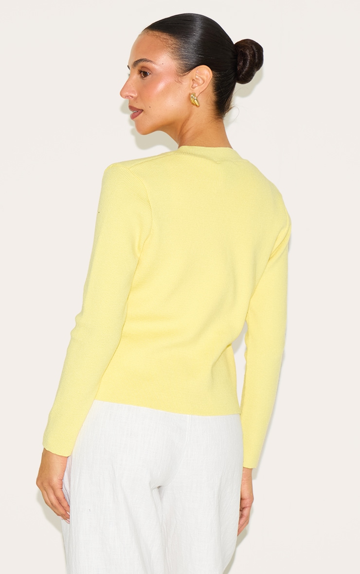Petite Lemon Knitted Button Up Cardigan image 2