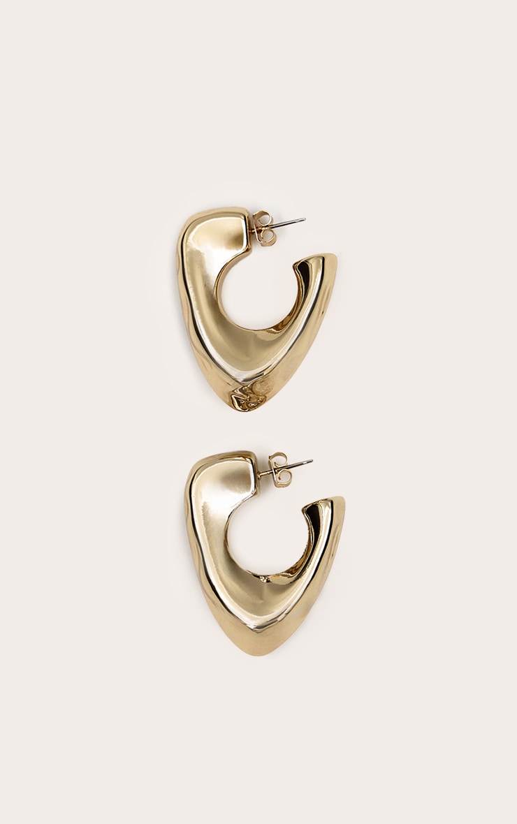 Gold Oversized Abstract Hoop Statement Earrings image 2