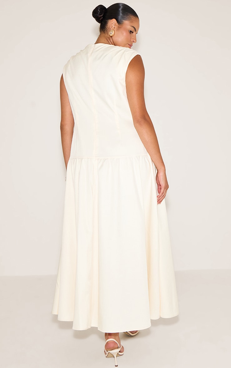 Plus Robe longue tissée crème à col bateau et taille tombante image 2