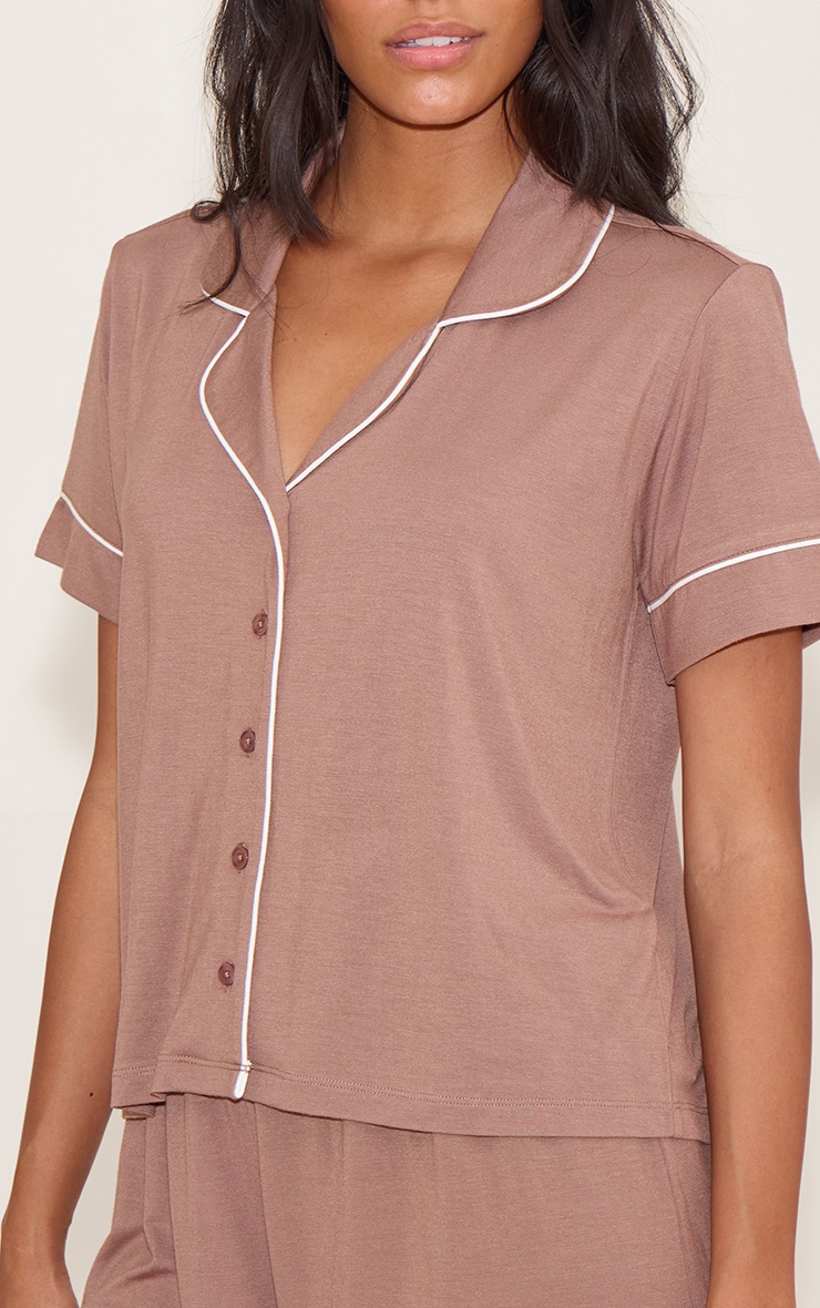 Mocha Modal Piping Short Pj Set image 4