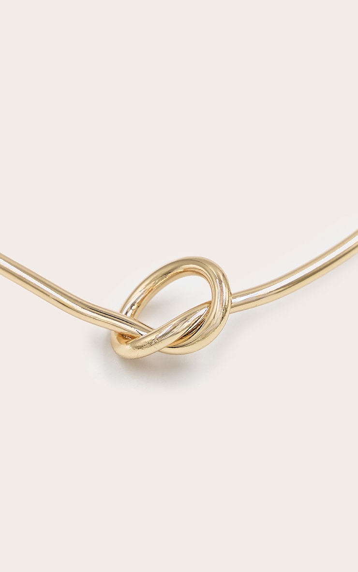 Gold Smooth Structured Knot Necklace image 3