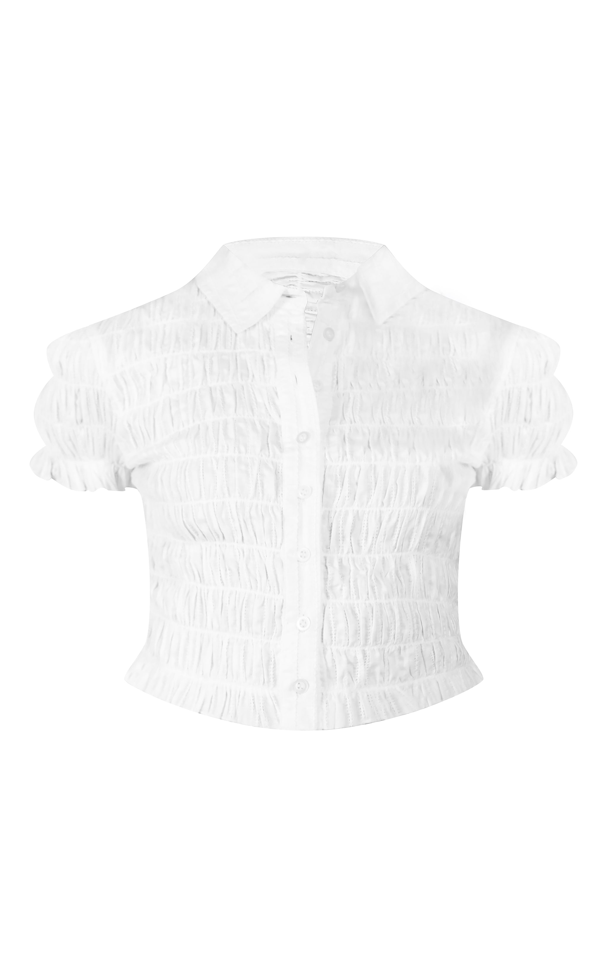 Chemise courte blanche froncée à ourlet volanté image 5
