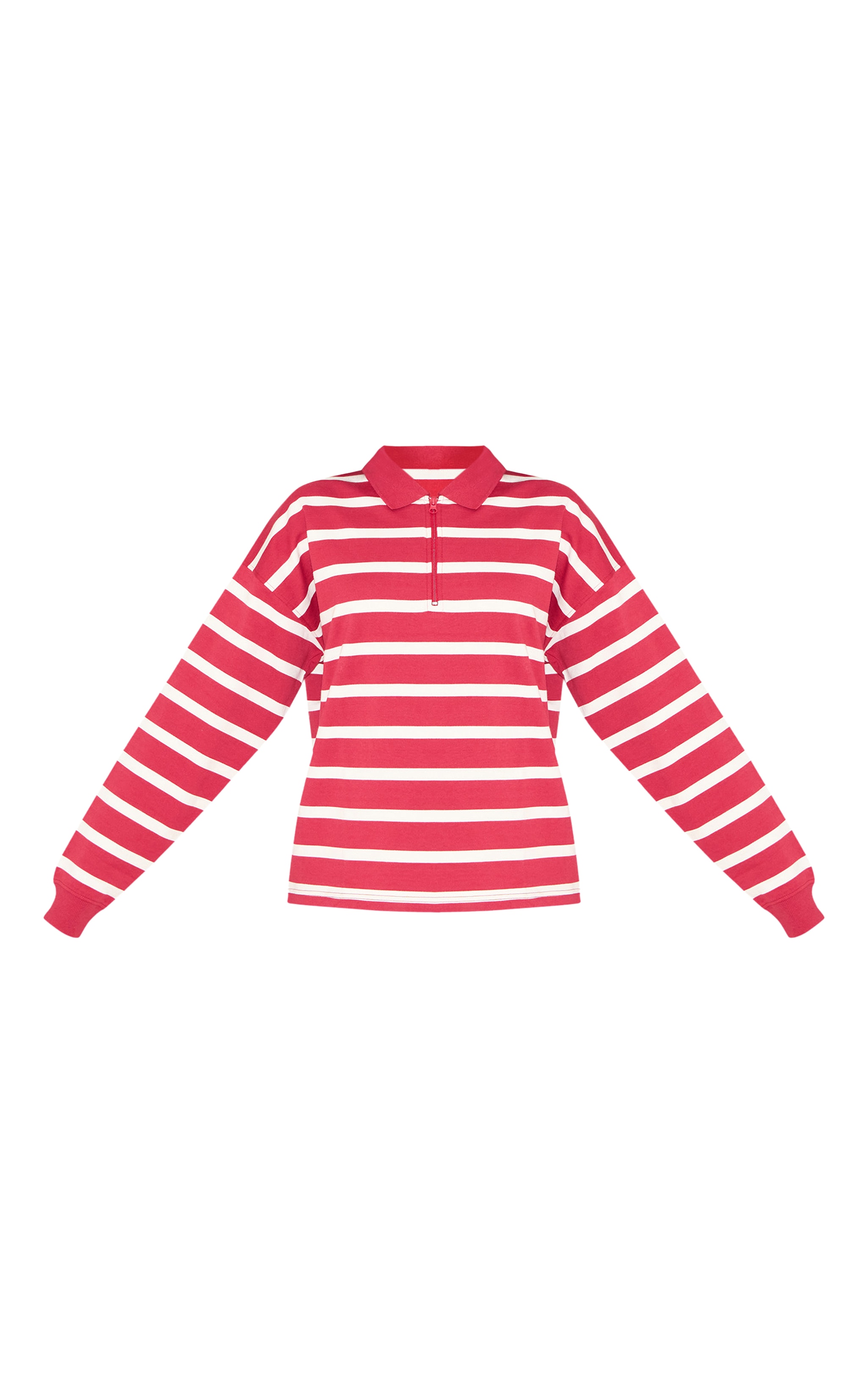 Red Loopback Sweat Stripe Quarter Zip Sweatshirt image 5