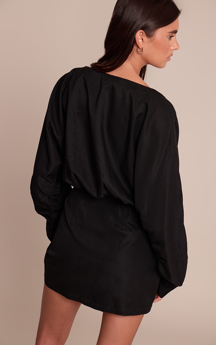 Black Cotton Poplin Bodycon Dress image 2