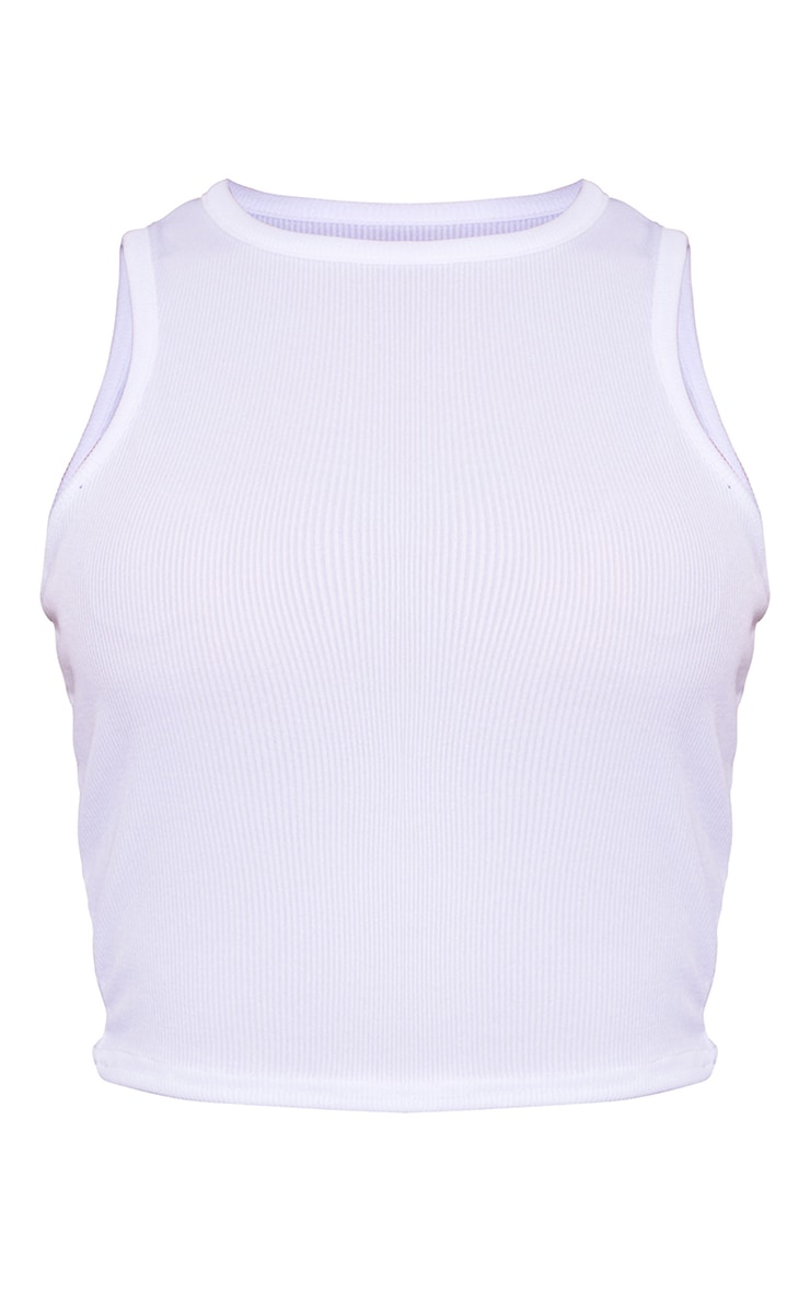 White Soft Rib Racer Cropped Top image 5