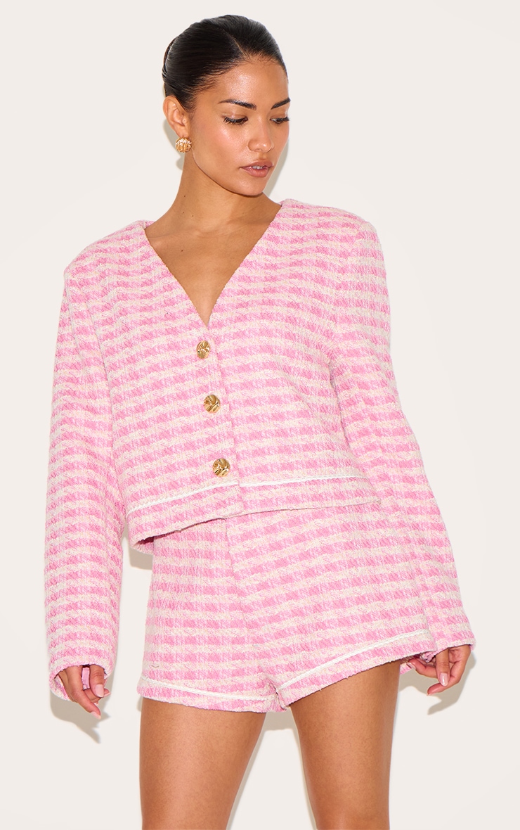 Petite Pink Tweed Tailord Fitted Jacket image 1