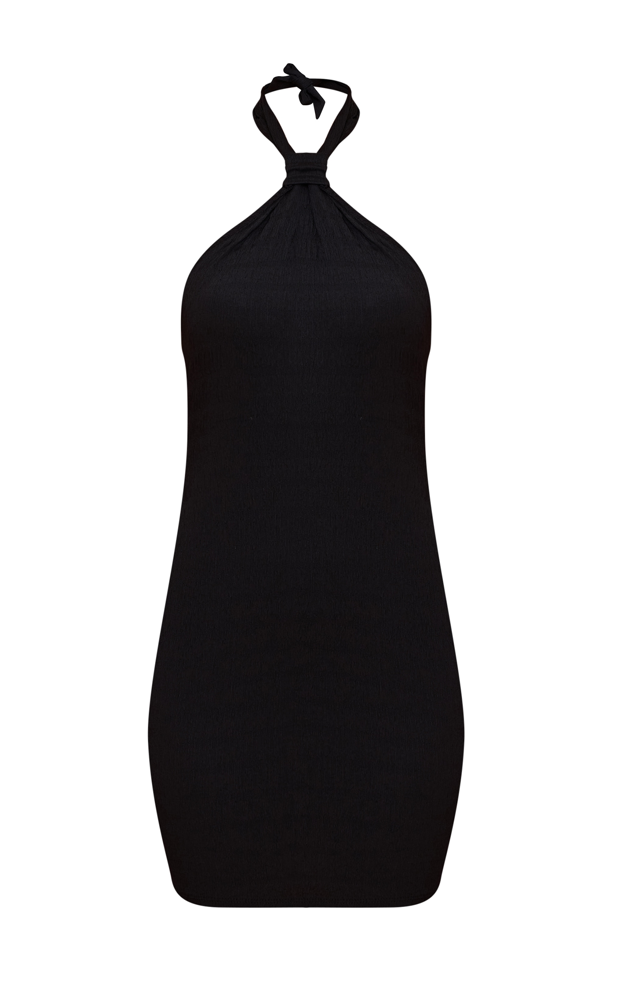 Black Textured Halterneck Sleeveless Shift Dress image 5