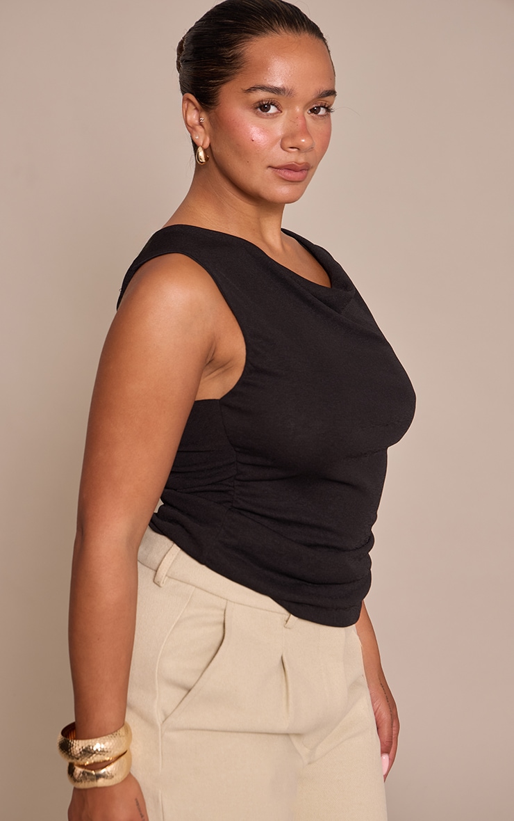 SHAPE black onion skin  ASYMMETRIC NECKLINE RUCHED TOP image 4