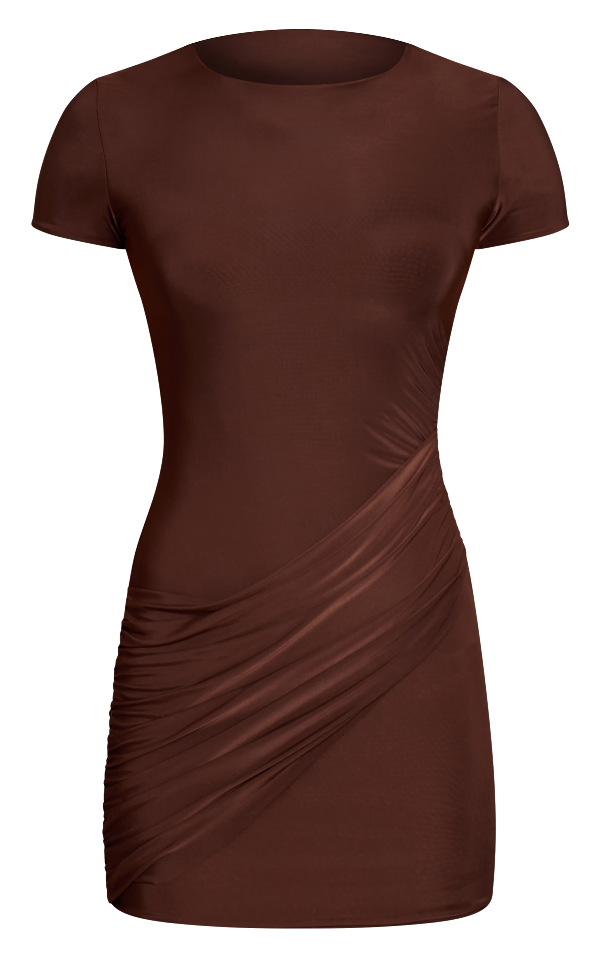 Mini robe moulante chocolat découpée à détail drapé image 5