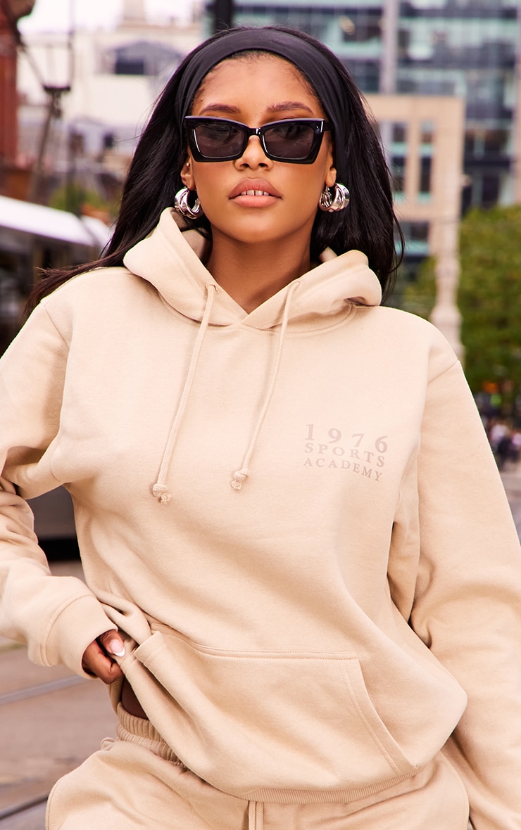 Sand 1976 Print Oversized Sweat Hoodie image 4