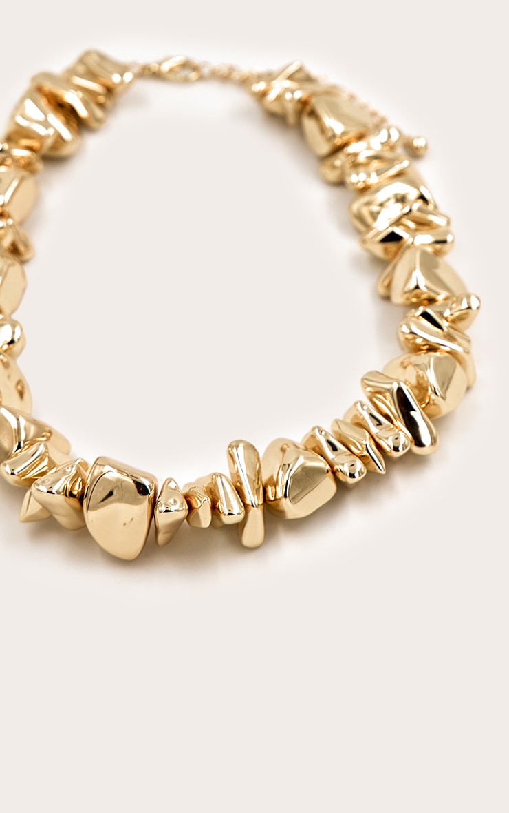 Collier épais lisse abstrait doré image 3