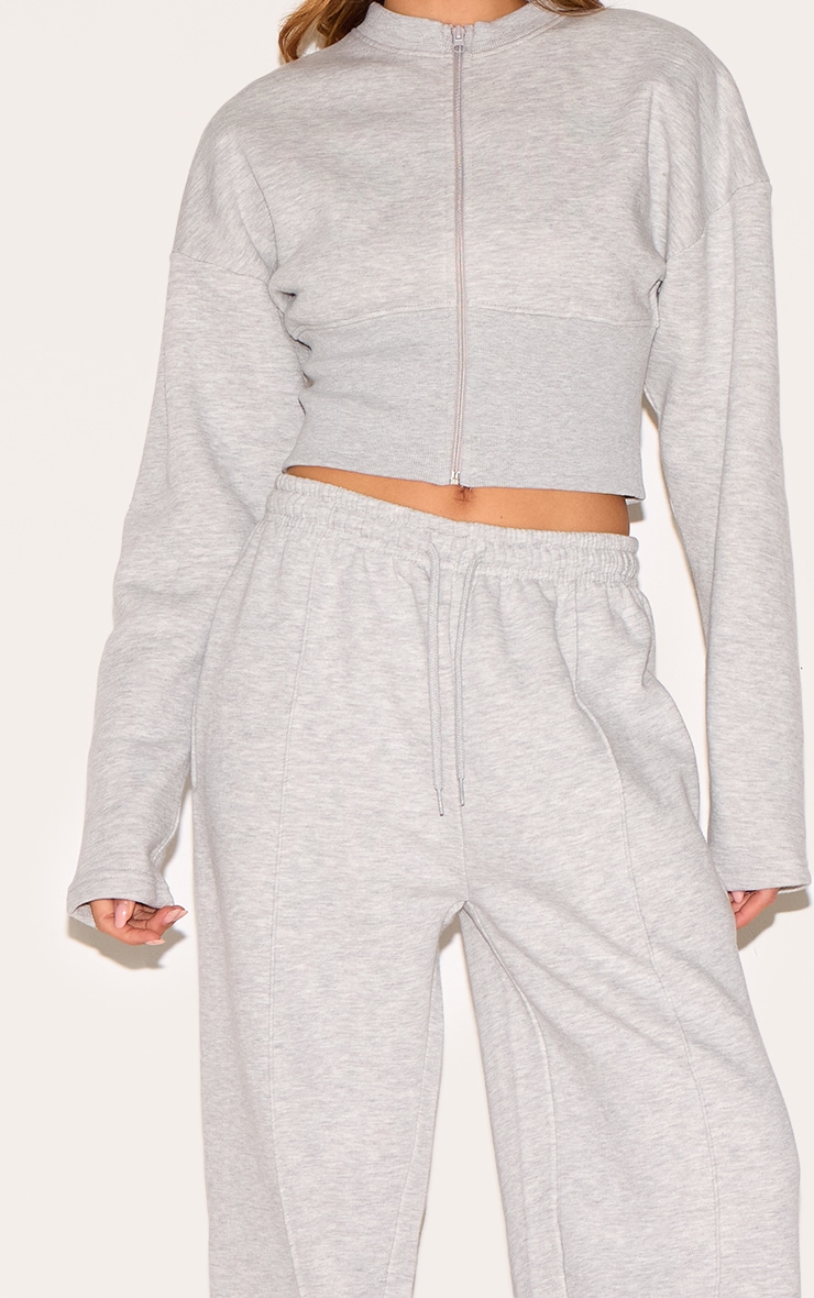 Ash Grey Wide Leg Seam Detail Sweatpants image 4