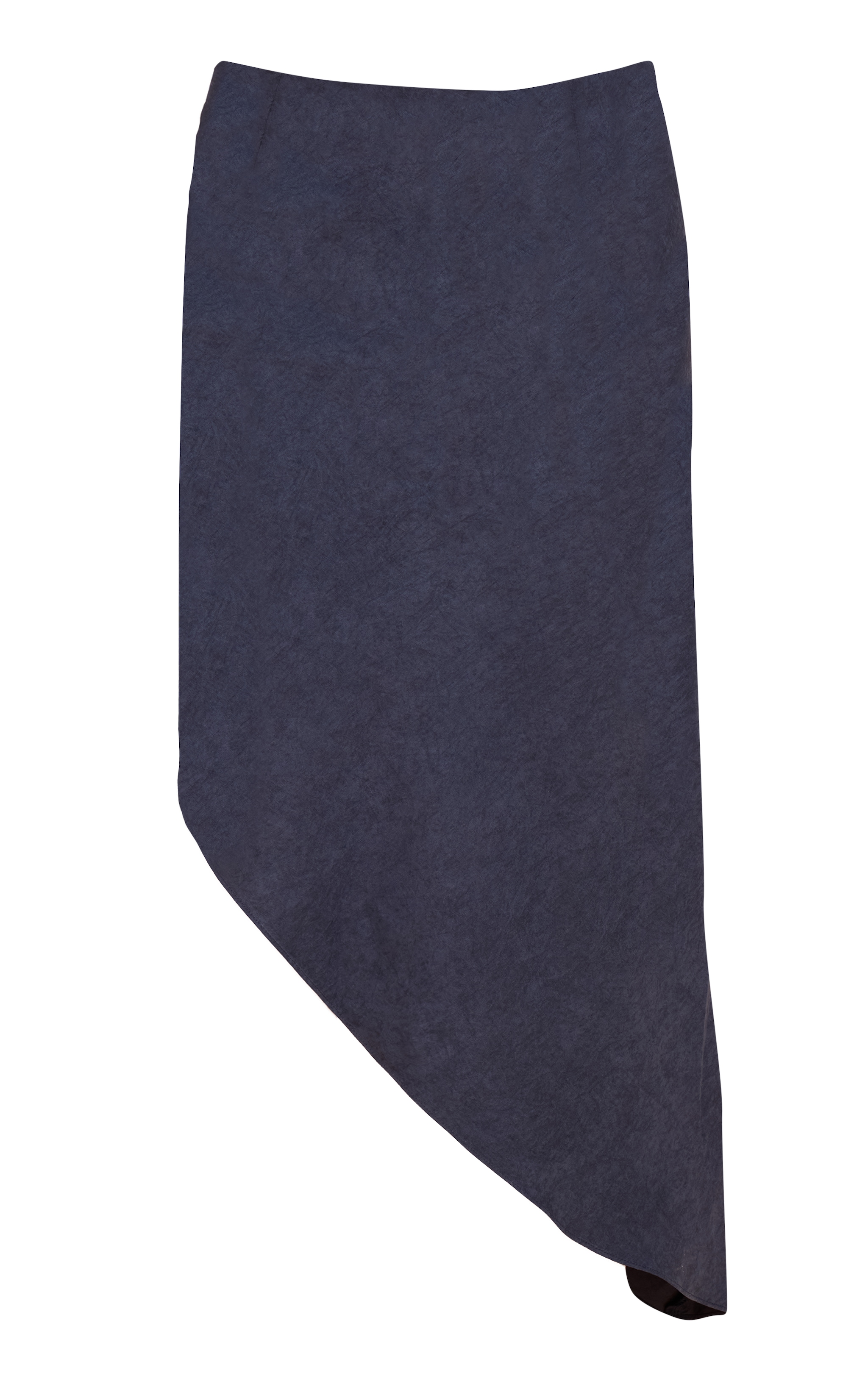 Jupe mi-longue fluide en peau de pêche indigo à ourlet asymétrique image 5