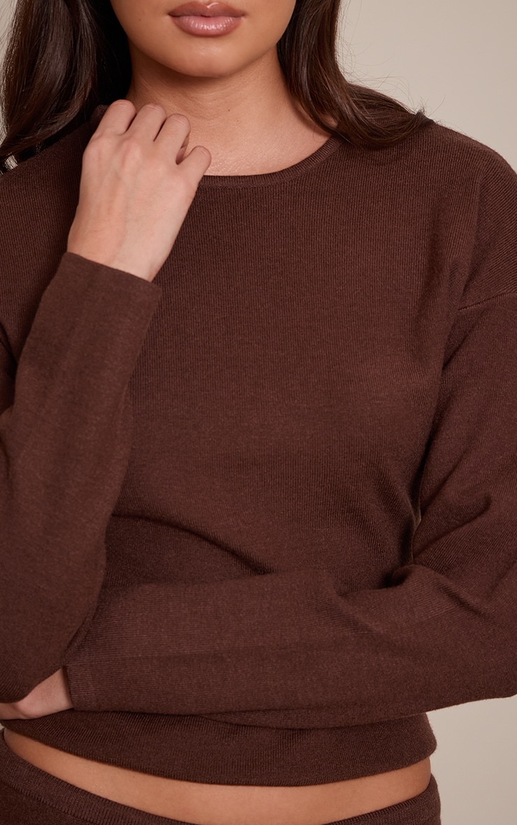 Chocolate Cocoon Sleeve Cinched Long Sleeve T Shirt  image 4