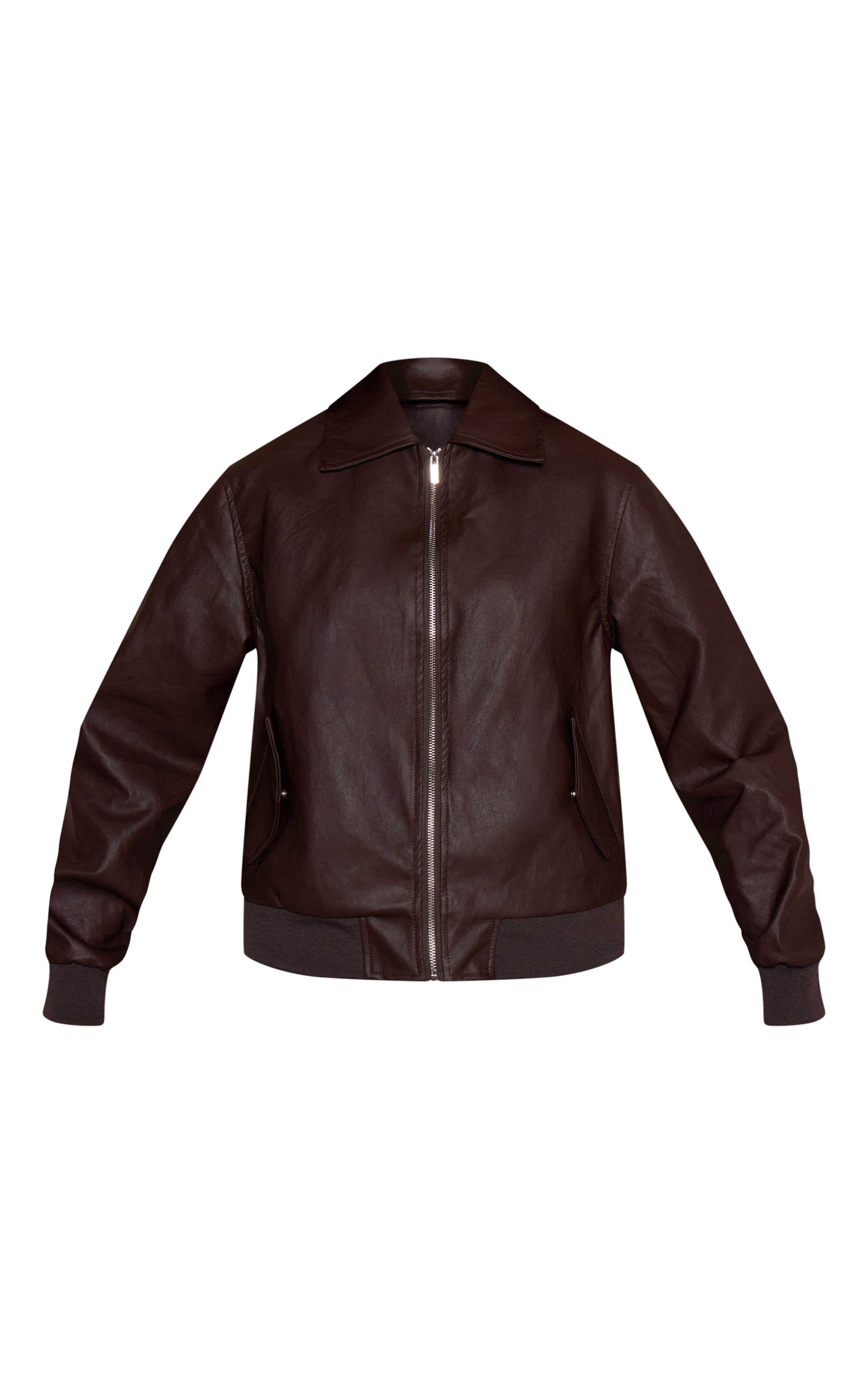 Dark Chocolate Faux Leather Bomber Jacket image 5