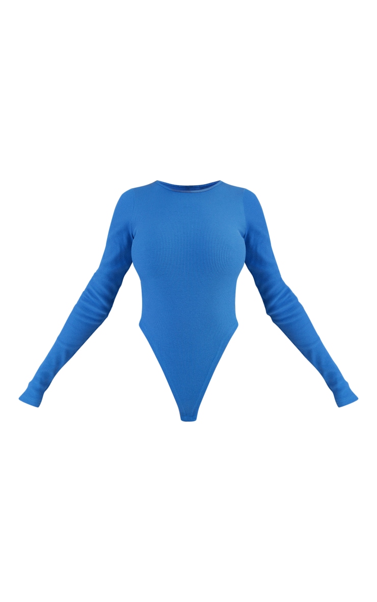  Bright Blue Rib Long Sleeve Bodysuit image 5