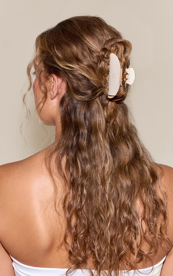 Cream PLT Branded Claw Clip