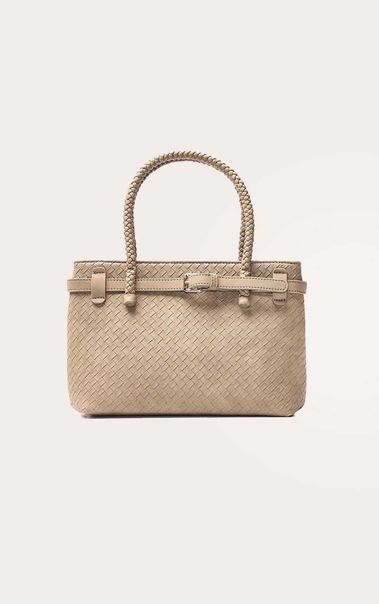 Olive Faux Suede Woven Belted Hand Bag image 2