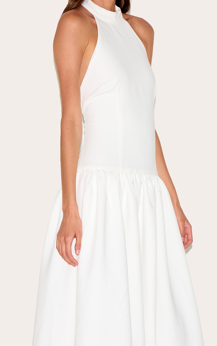 Robe longue de tailleur blanche à col montant image 4