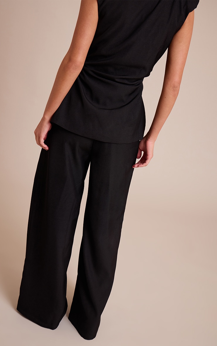 Pantalon tailleur large tissé noir image 3