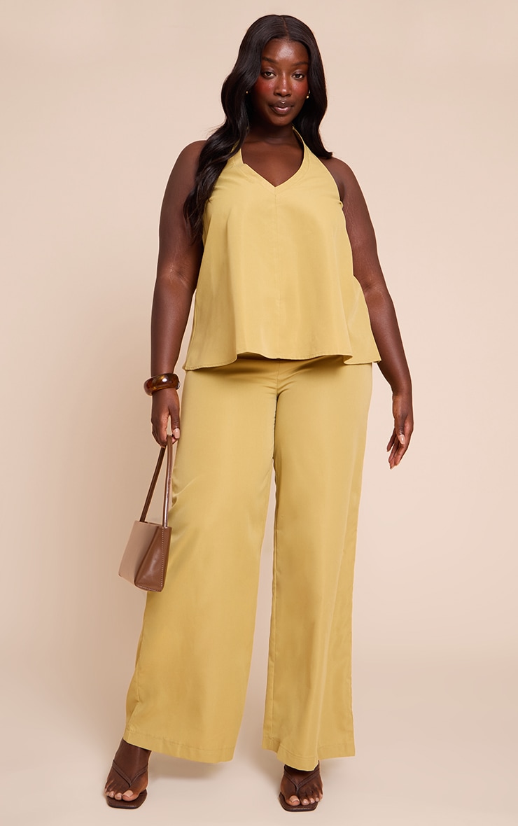 Plus Warm Sand Tailored Wide Leg Drawstring Pants image 1