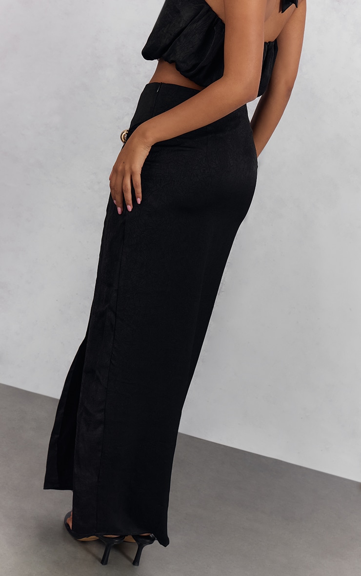 Black Hardware Detail Split Detail Maxi Skirt image 3