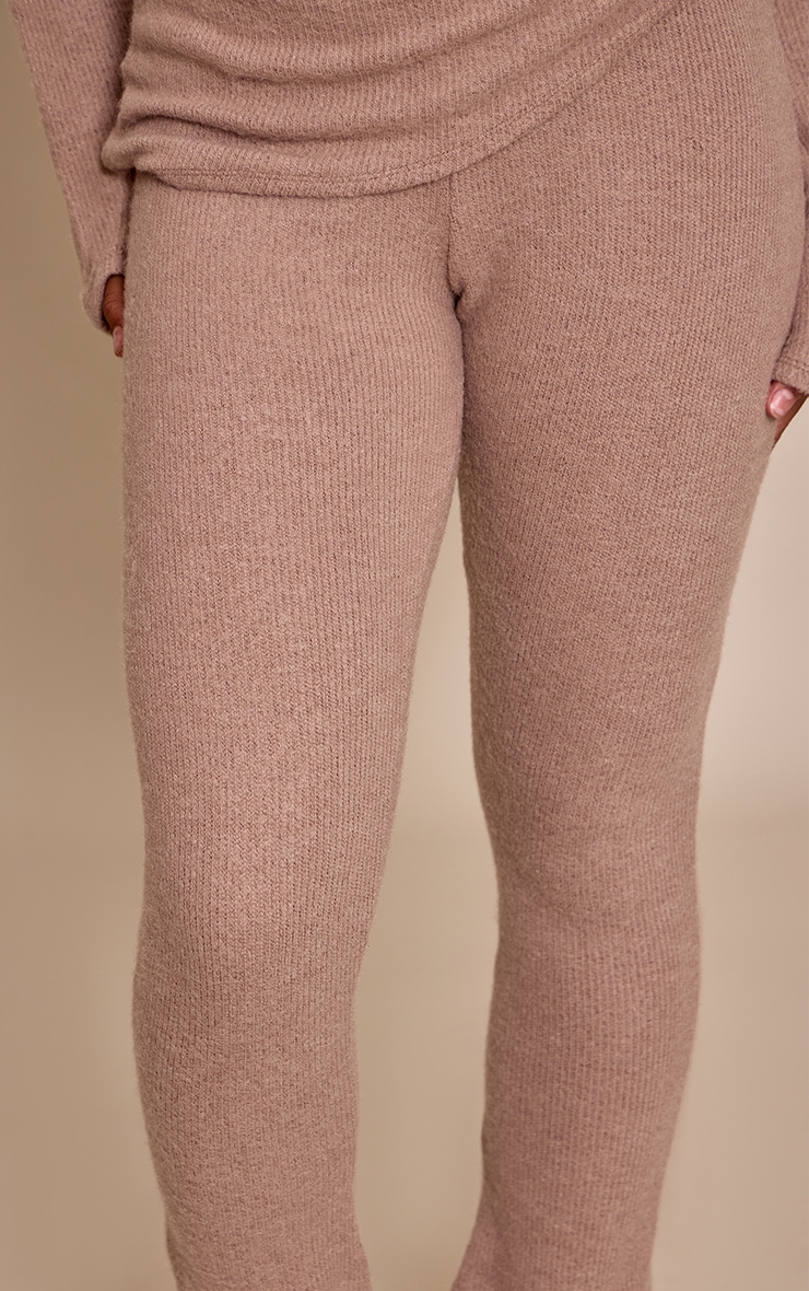 Petite Taupe Ribbed Flare Pants  image 4