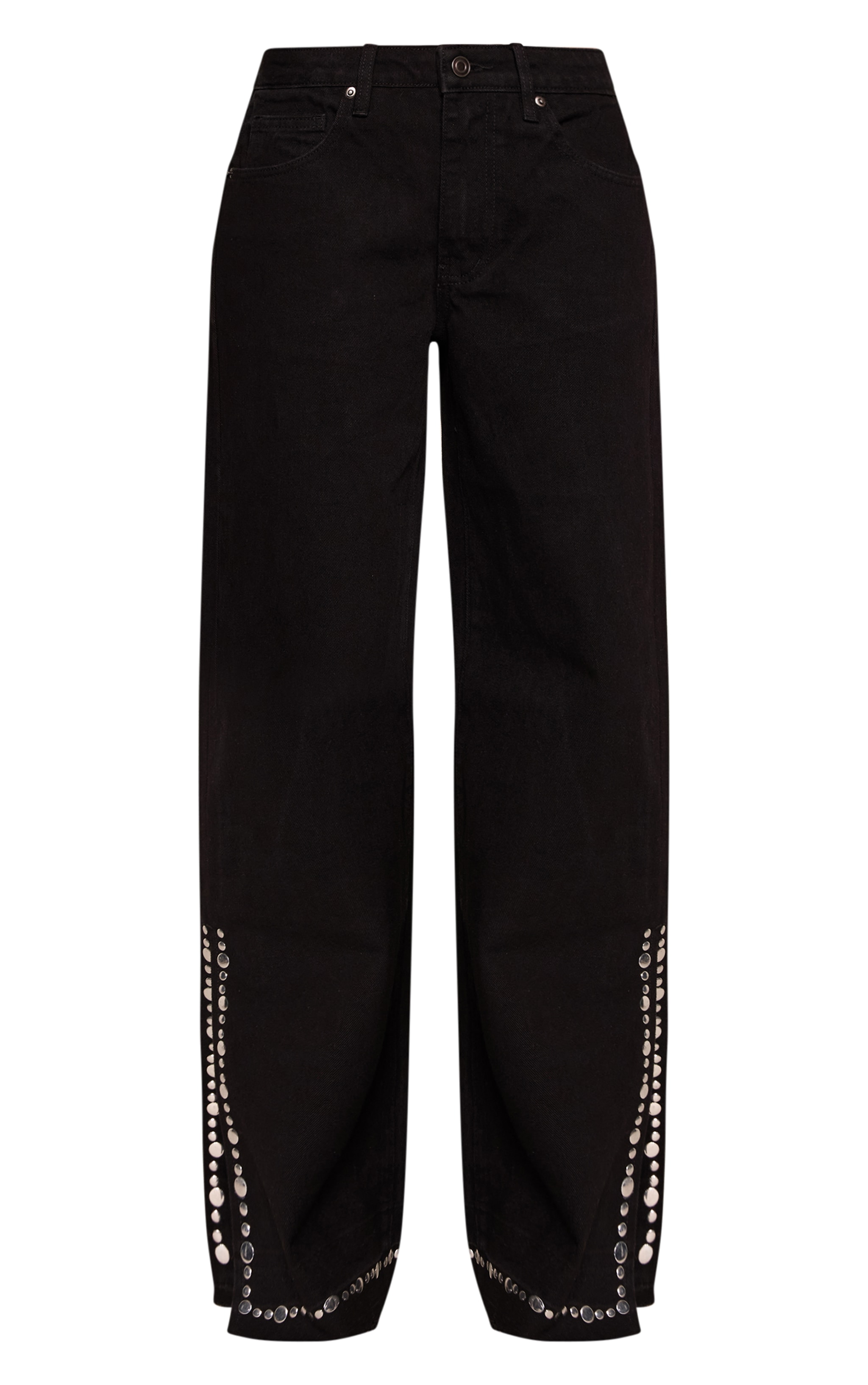 Tall Black Studded Split Hem Jeans image 5