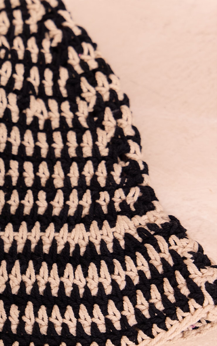 Monochrome Crochet Knit Bucket Hat image 3