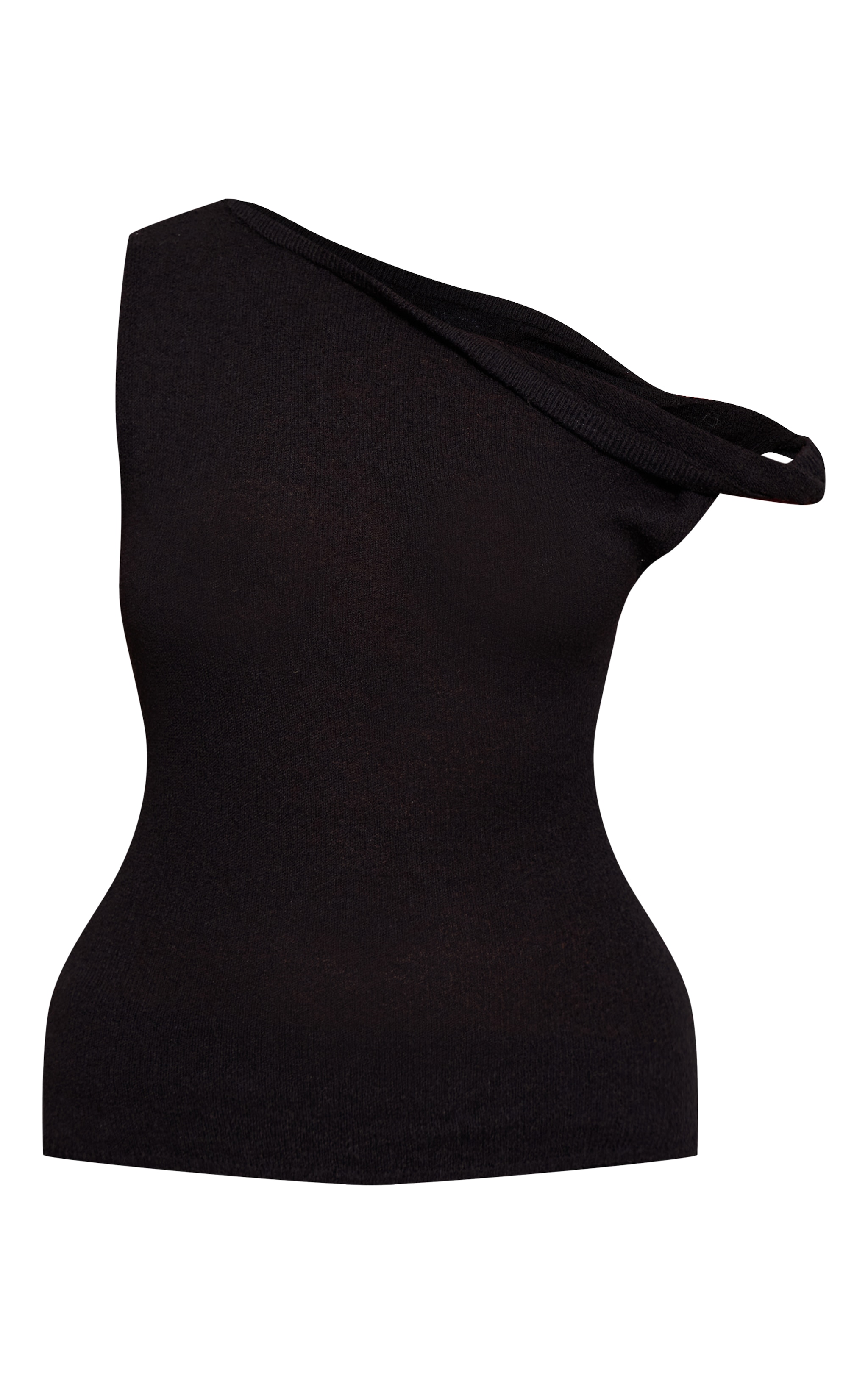Top asymétrique en maille fine éponge noire image 5
