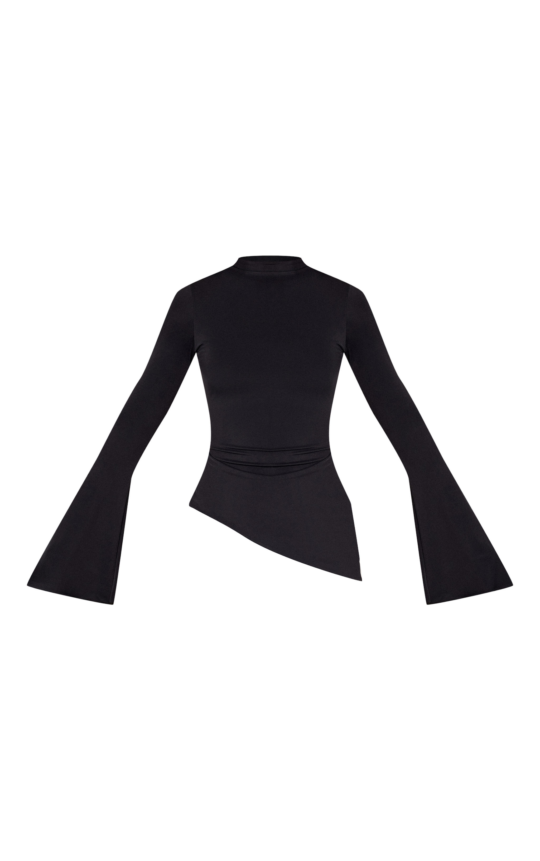 Black Matte Sculpt High Neck Long Sleeve Top image 5