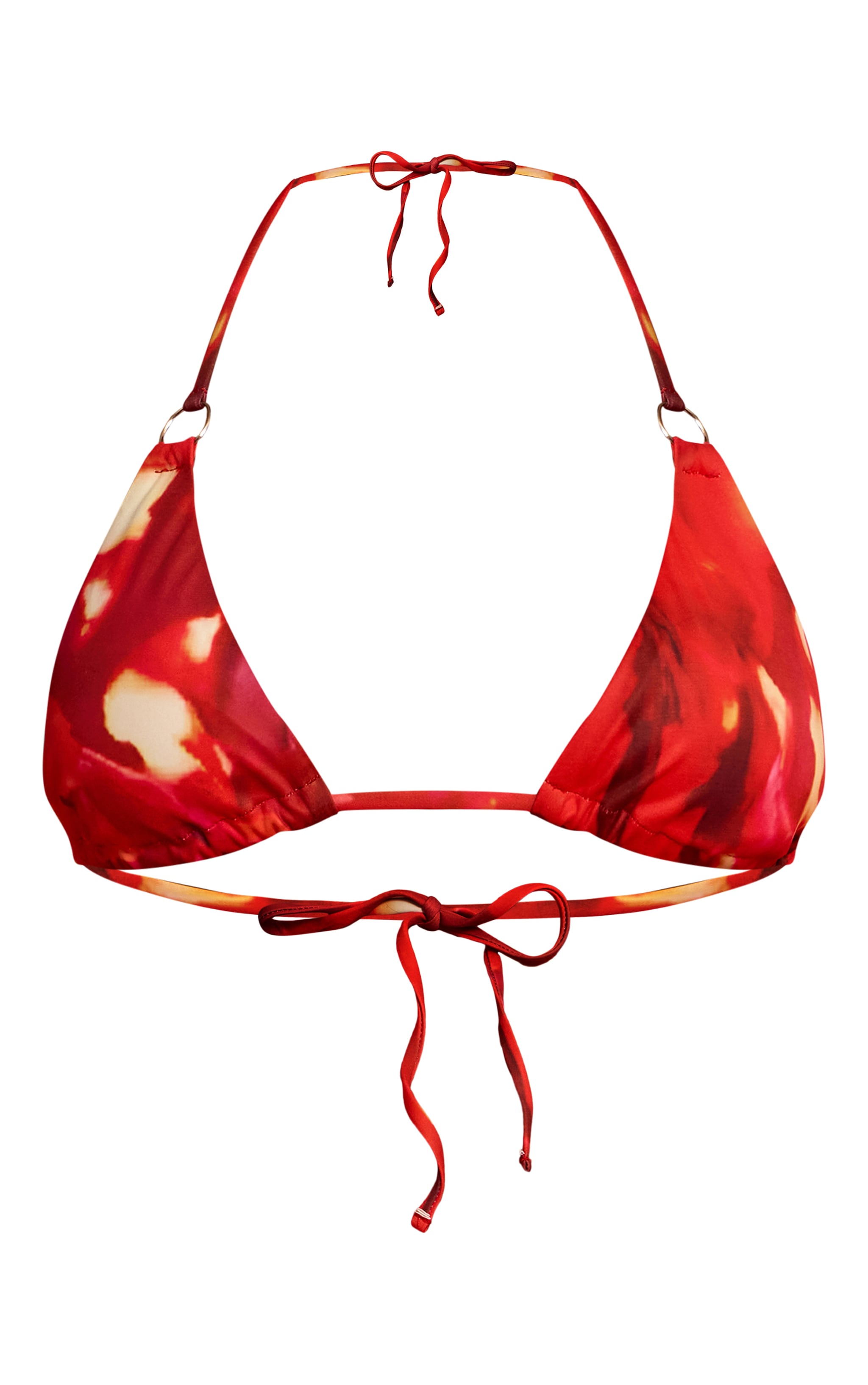 Red Printed Triangle Bikini Top image 5