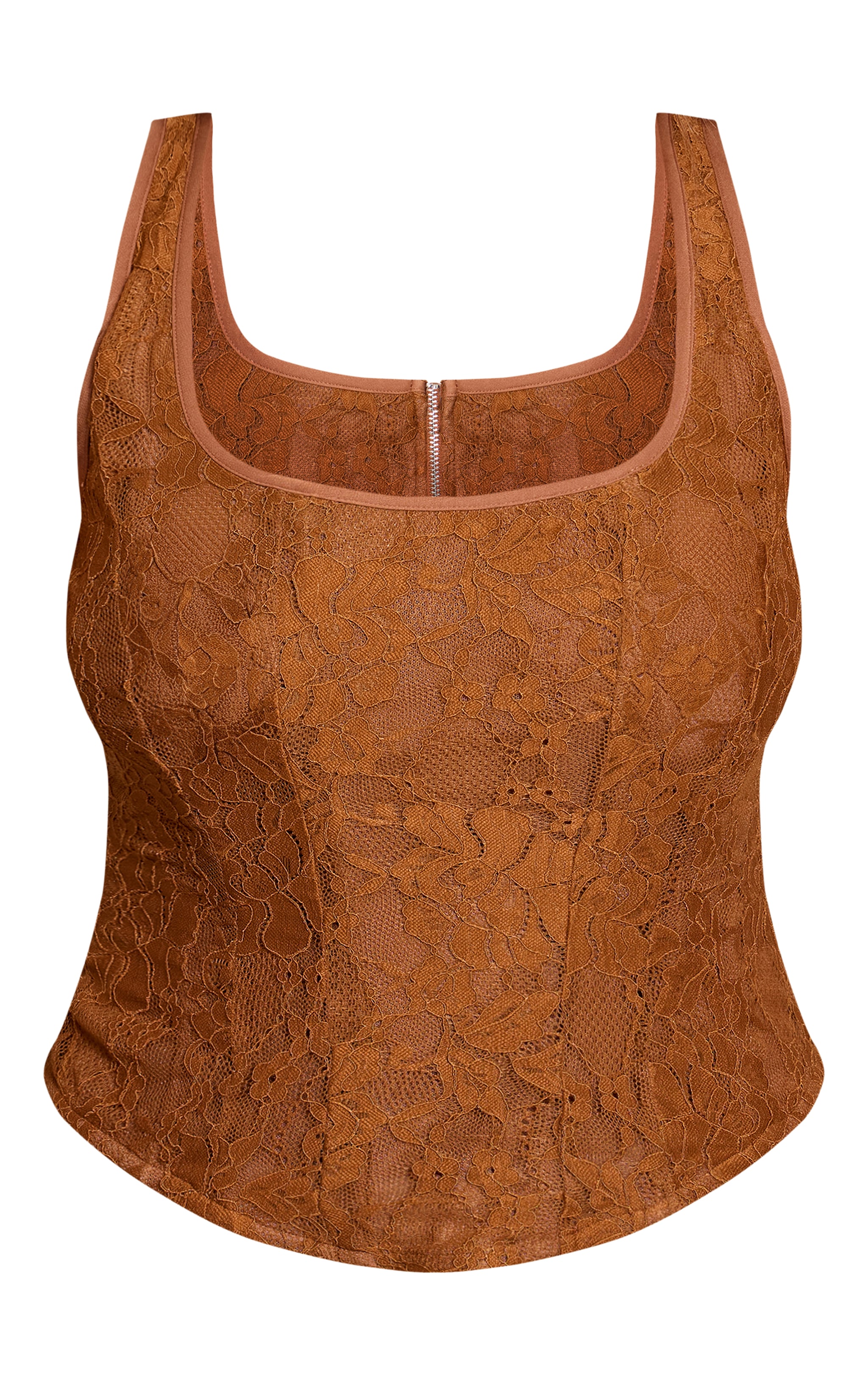 Shape Chocolate Lace Square Neck Longline Corset Top image 5