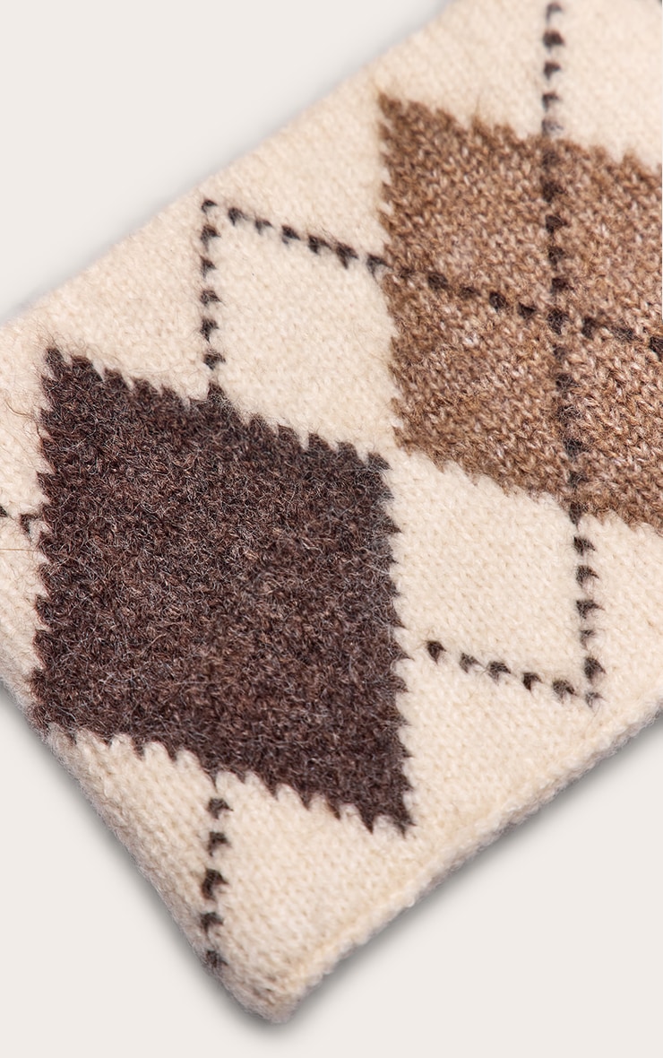 Chocolate Argyle Knitted Headband image 3