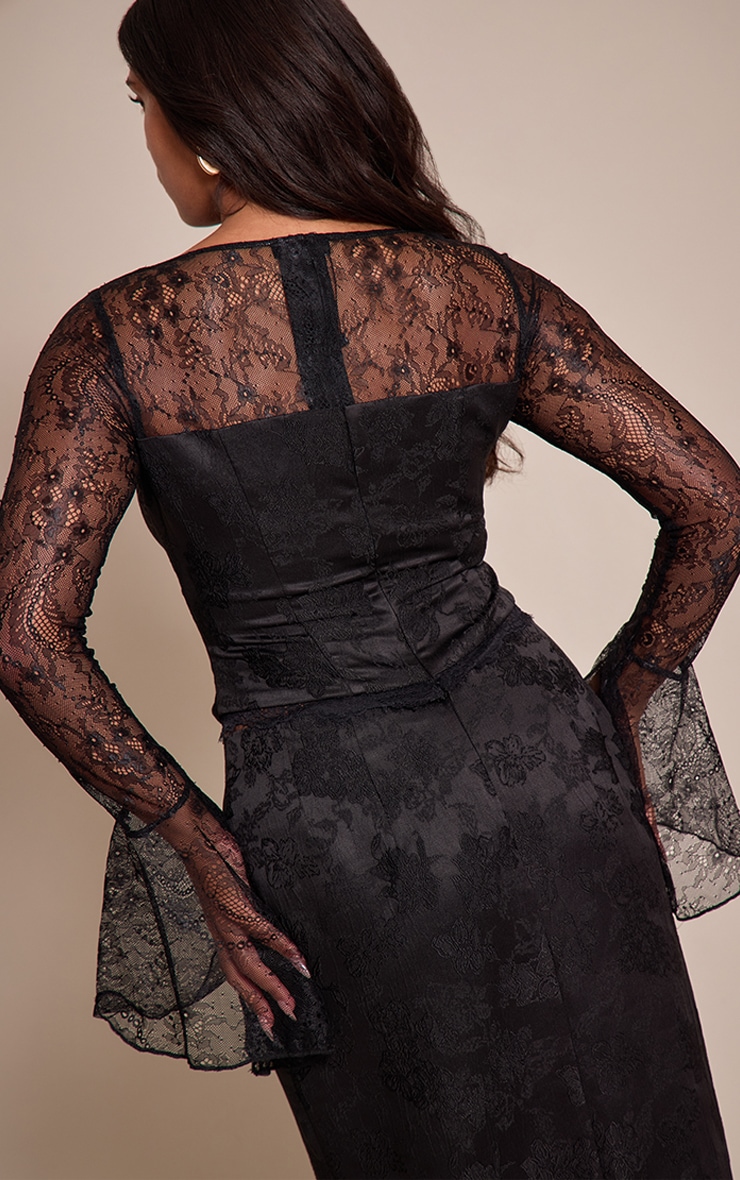Shape Black Lace Sleeve Corset Top image 2