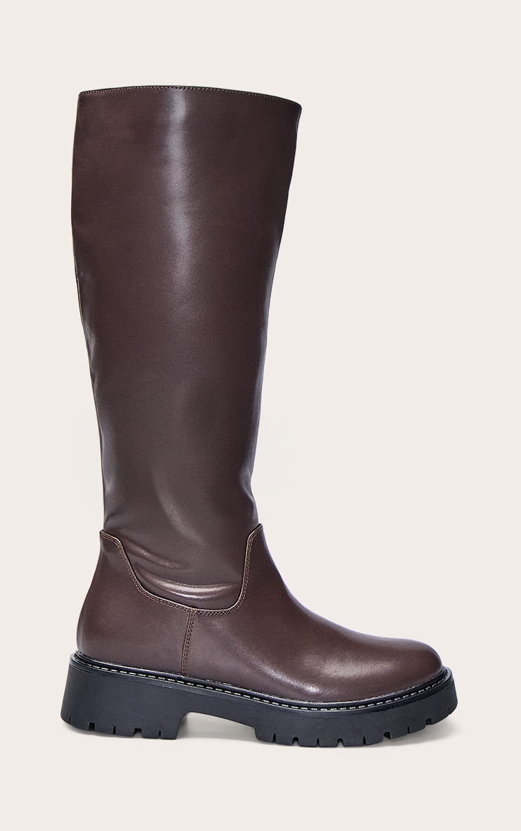 Chocolate Chunky Cleated Sole Knee Boot image 2