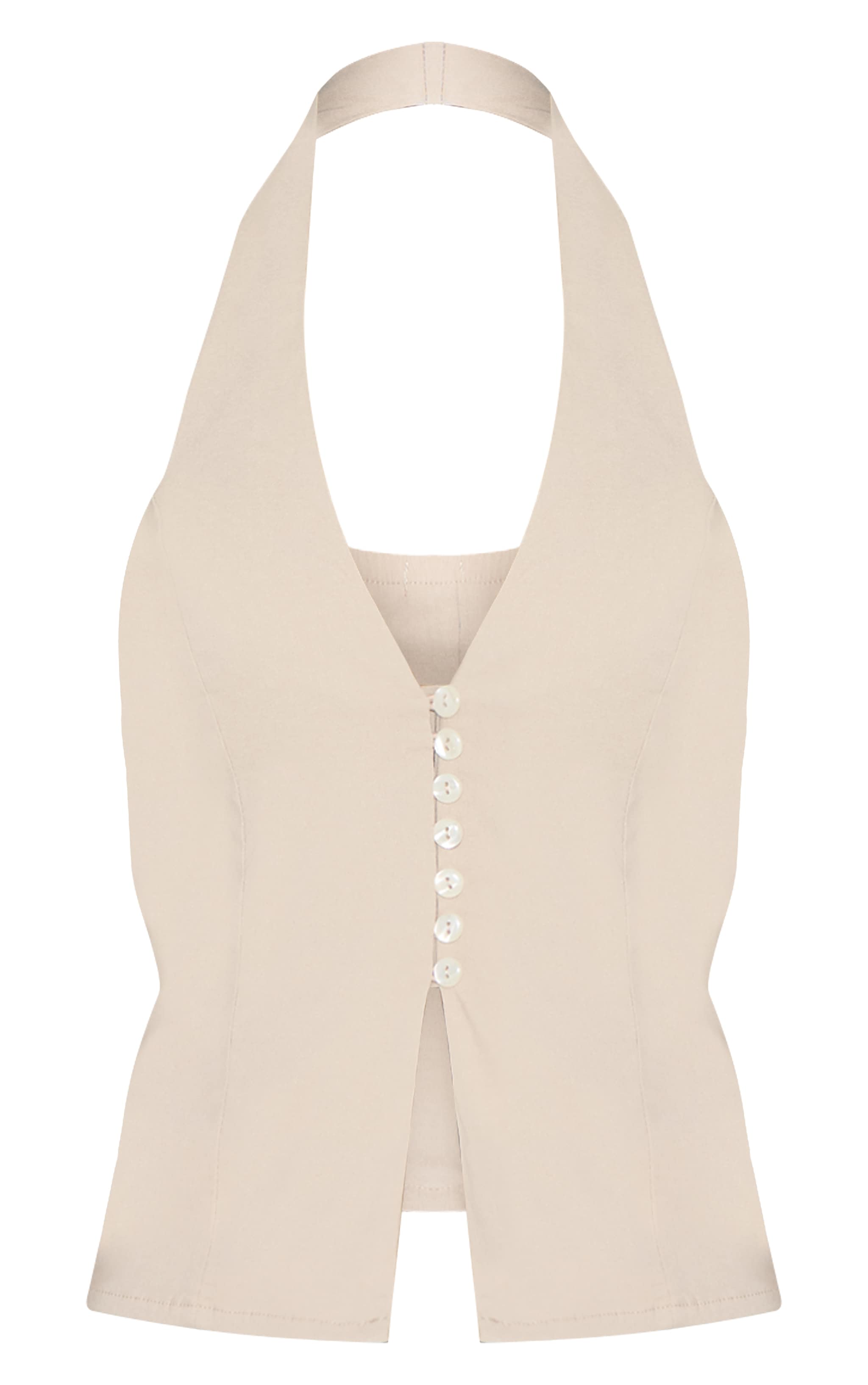 Stone Bengaline Button Up Halterneck Long Top image 5
