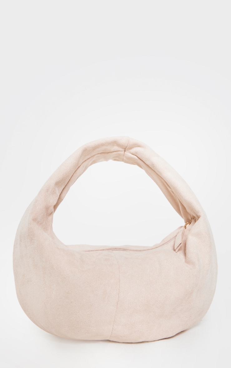 Cream Faux Suede Round Mini Grab Bag image 3