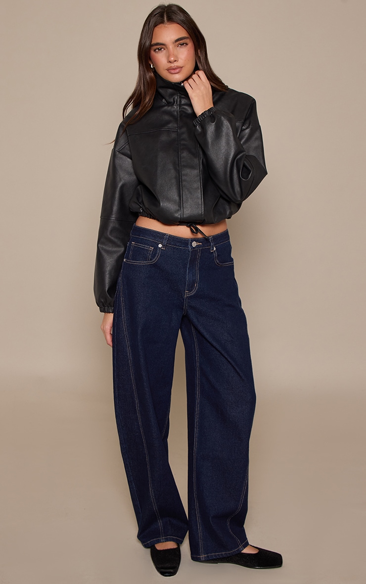 Indigo Mid Rise Stretch Barrel Jeans image 1