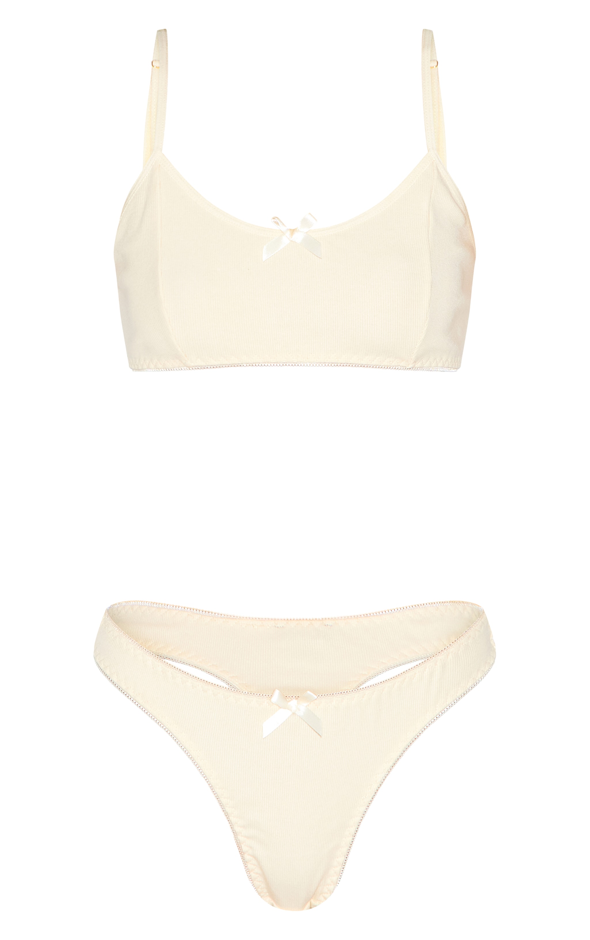 Ensemble de lingerie en jersey côtelé jaune citron à bralette et string image 5