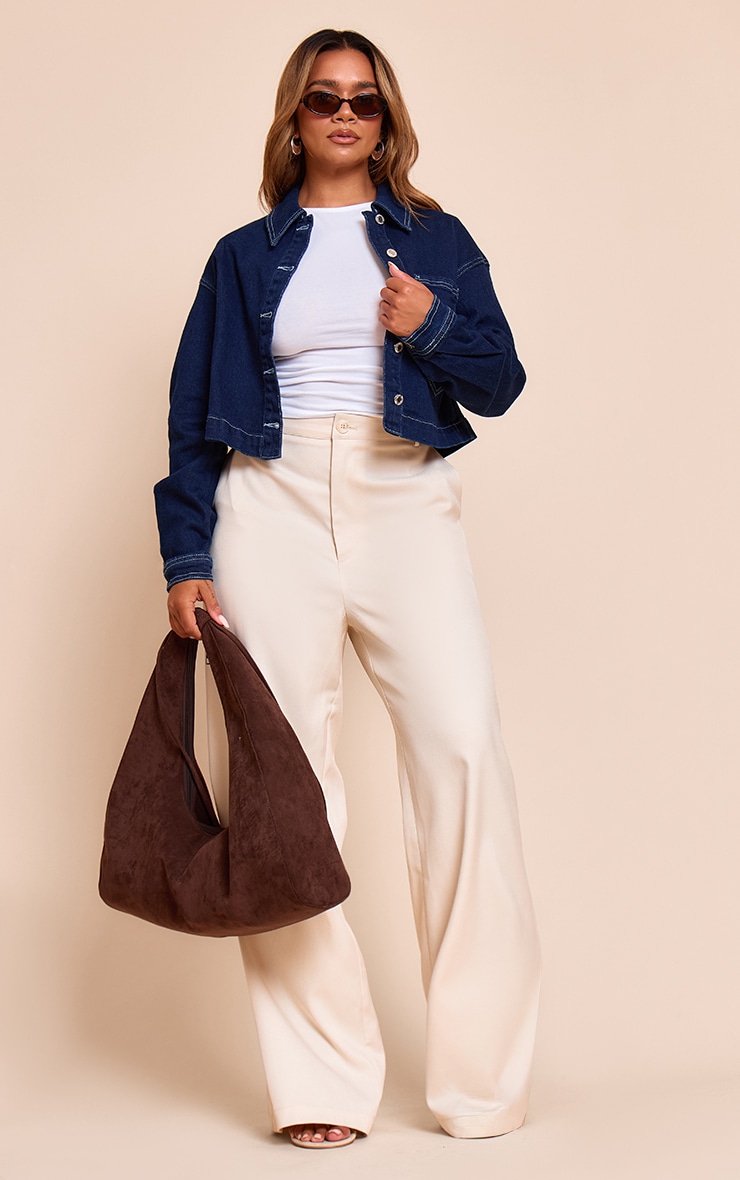 Shape Indigo Stretch Denim Double Pocket Cropped Jacket image 3