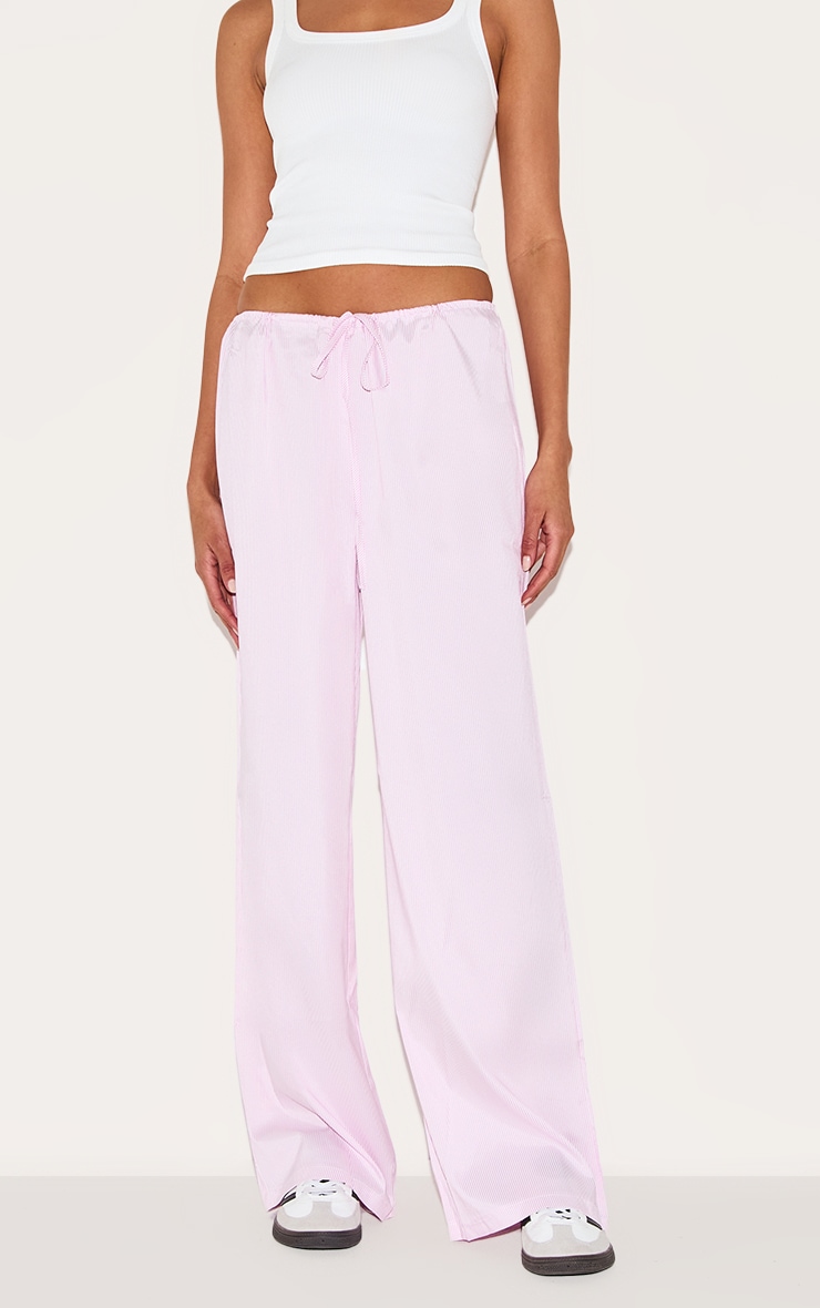 Pink Pinstripe Low Rise Drawstring Waist Pants