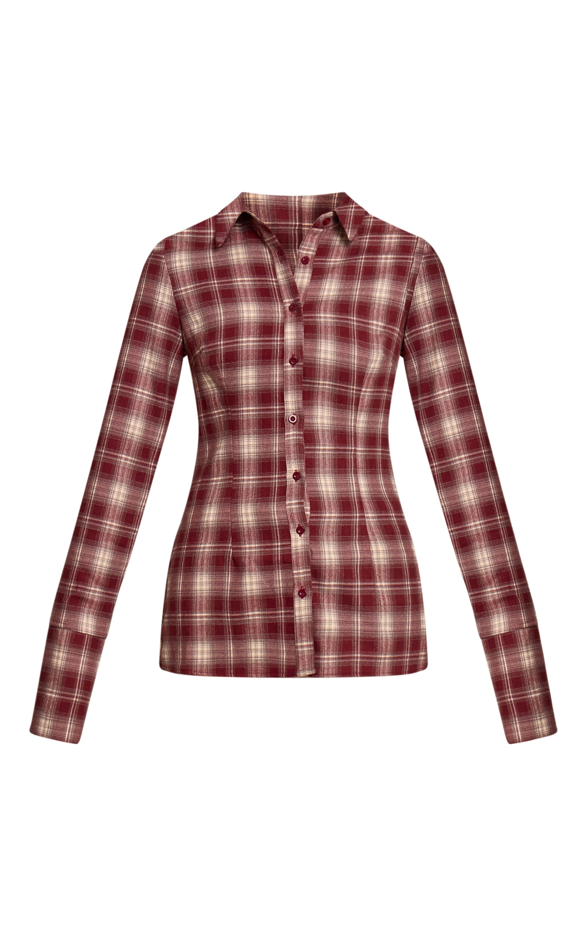Rust Brushed Check Fitted Shirt  image 5