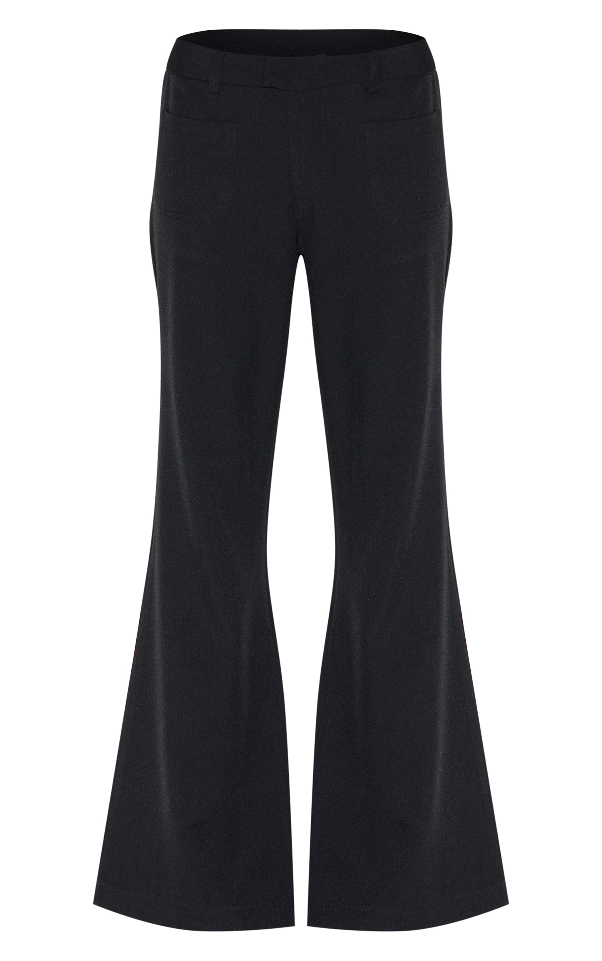 Black Low Rise Pocket Detail Tailored Woven Flared Pants image 5
