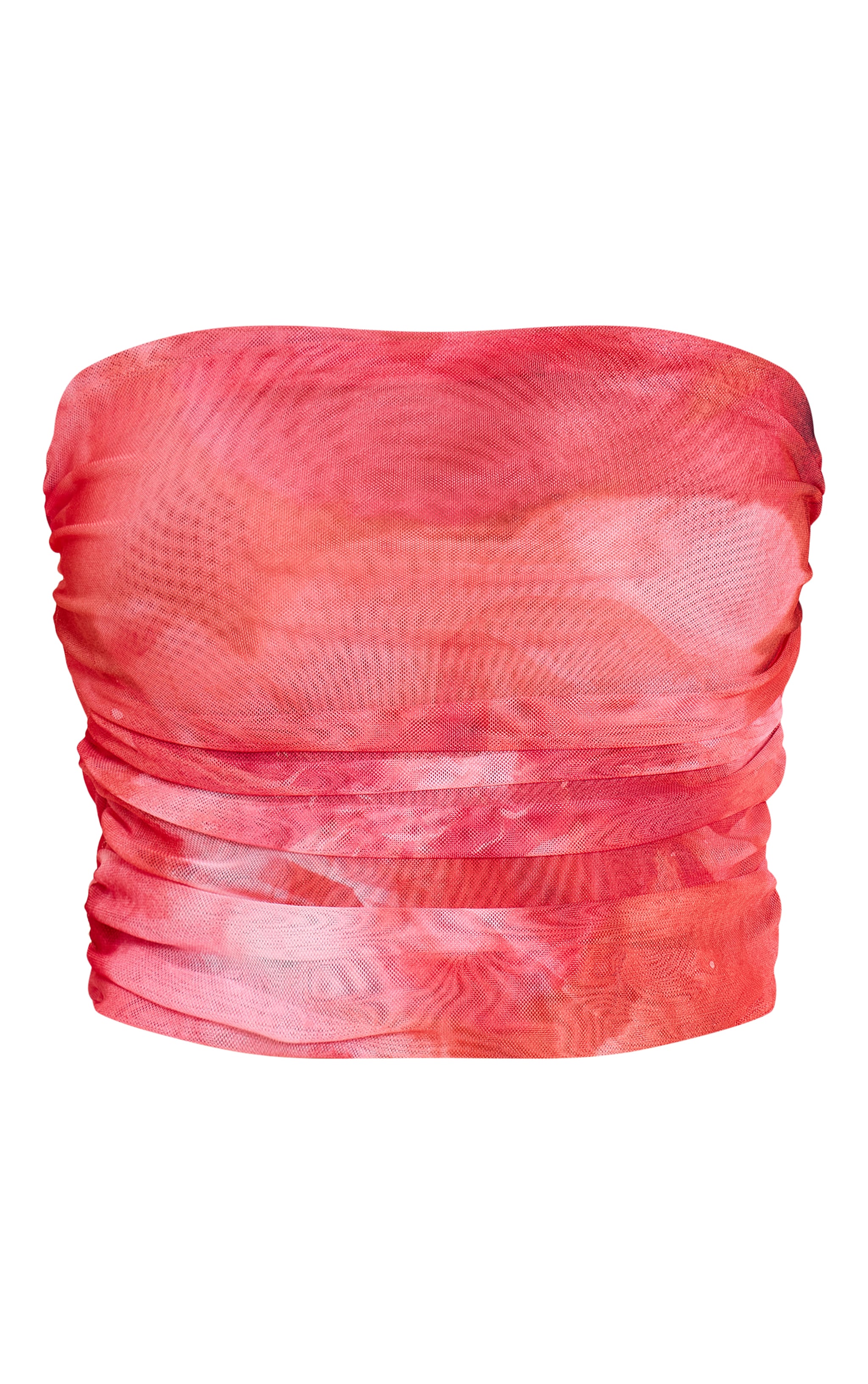 Pink Floral Print Chiffon Mesh Bandeau Top image 5