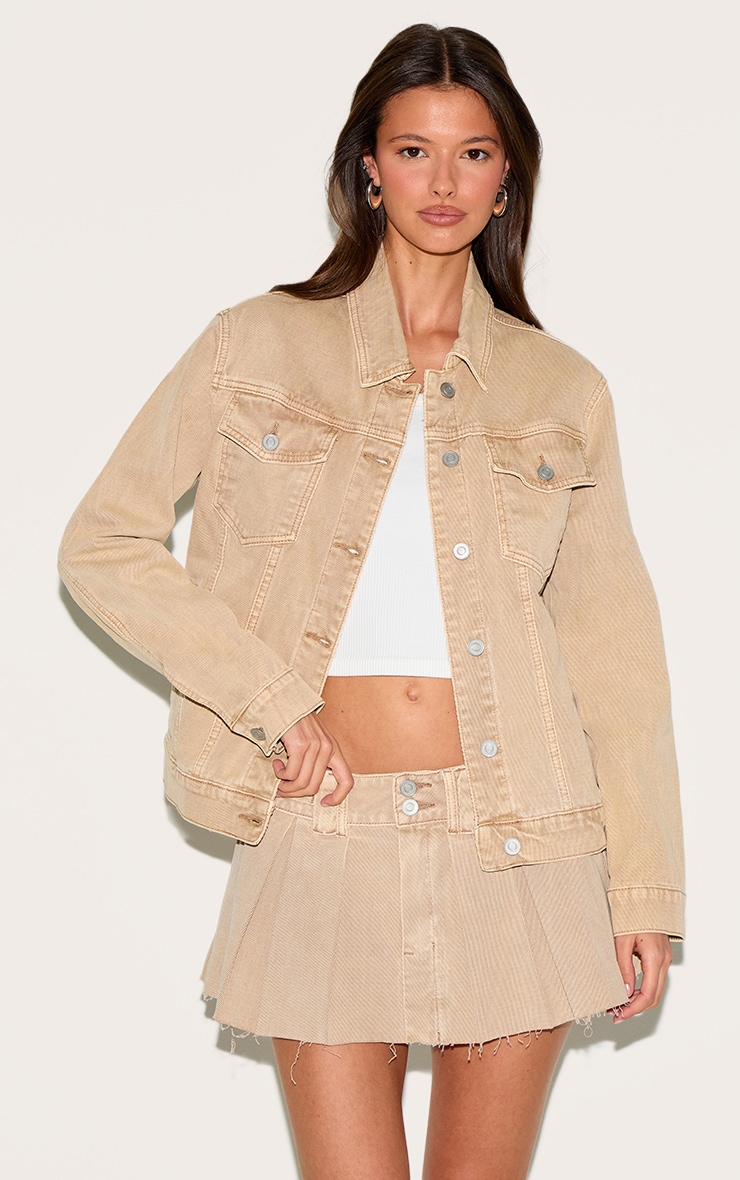 Sand Washed Corduroy Denim Mid Rise Pleated Mini Skirt image 4