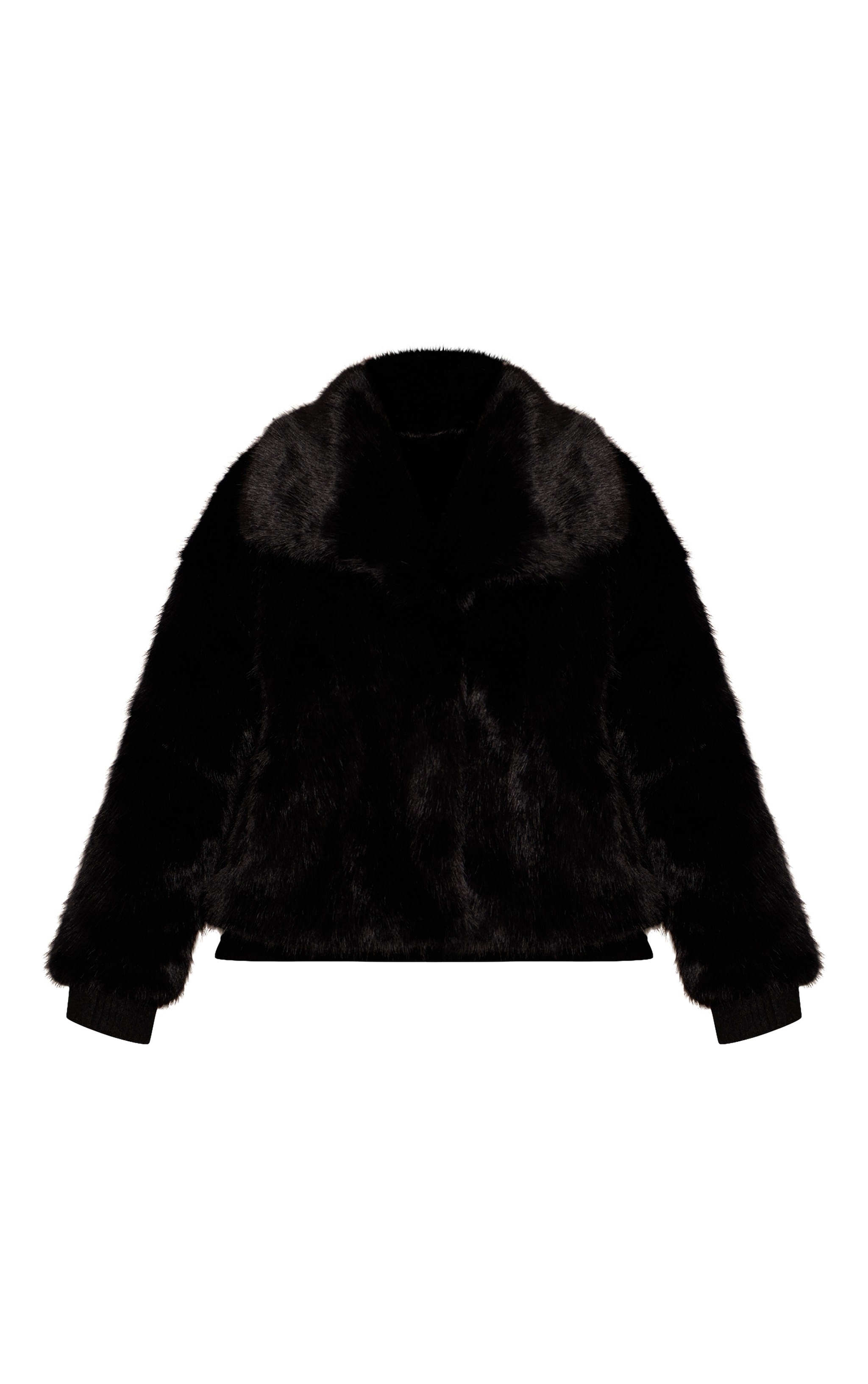 Plus Black Faux Fur Short Shawl Collar Coat image 5