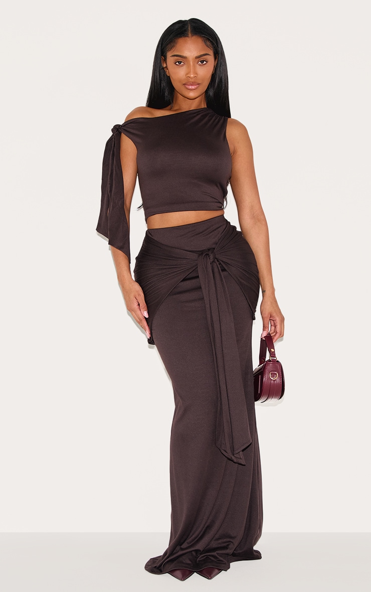 Shape Chocolate Super Soft Off Shoulder Tie Side Top image 3