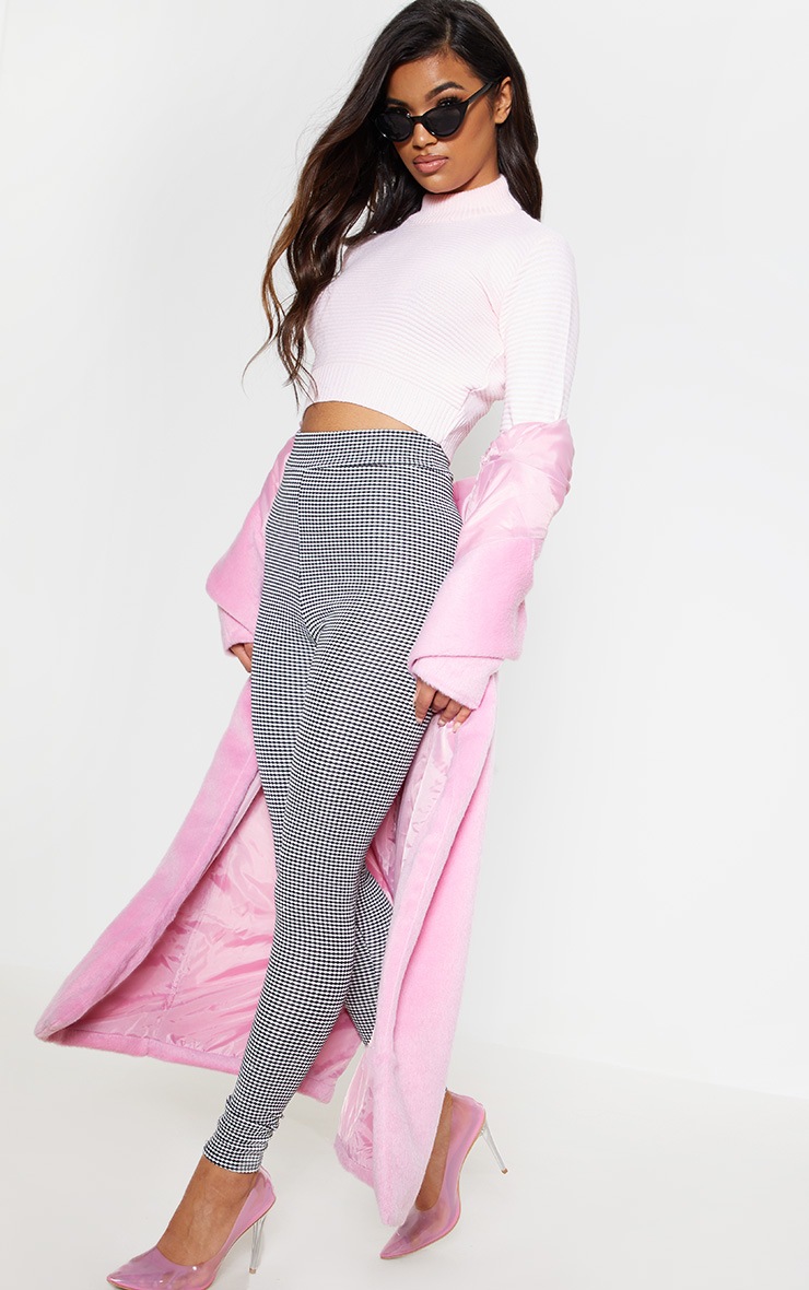 Pink Ribbed Cropped Knitted Jumper