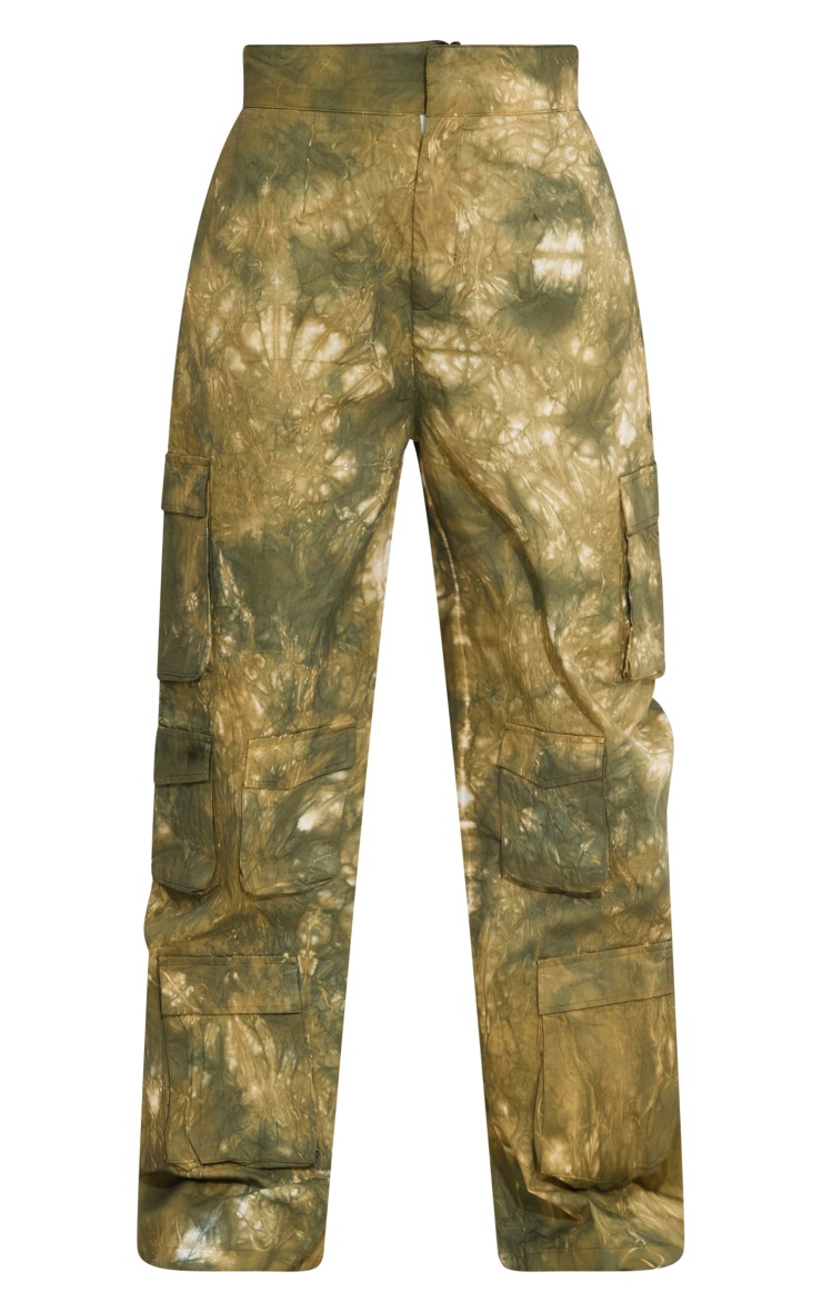 Petite Pantalon cargo large imprimé camouflage vert à poches image 5